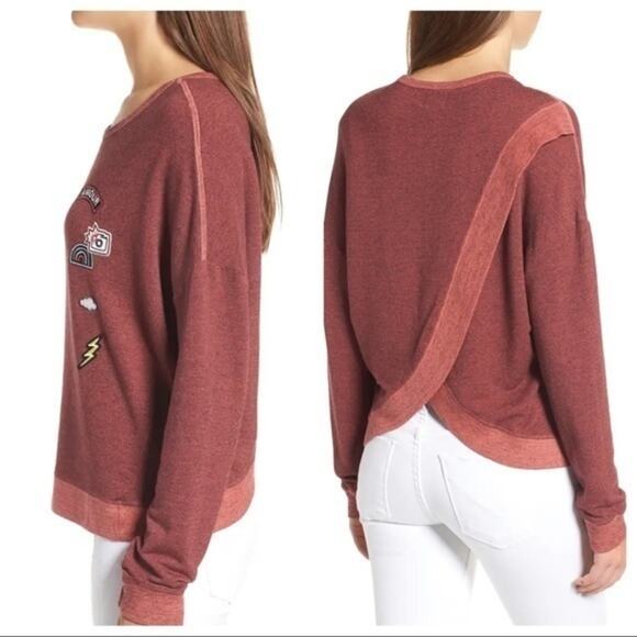 SUNDRY Patches Cross Back Pullover Small NWOT - Picture 2 of 7